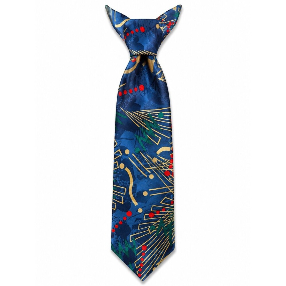 Roberto Vasquez Designs Blue Abstract Geometric Silk Woven Men's Tie w/ Logo